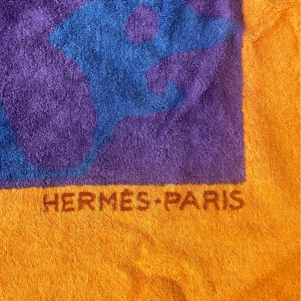 Hermes Orange and Purple Bath Towel